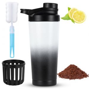 ACWOO Shaker Prot&eacute;in&eacute; de Acier Inoxydable 750ml, Flacon Shaker Isotherme En Inox &agrave; Double Paroi Avec Grille d'Agitation, Bouteille Shaker de Prot&eacute;ines pour Boisson Prot&eacute;in&eacute;e Gourdes Sport Sans BPA (AOGOE-EU, neuf)