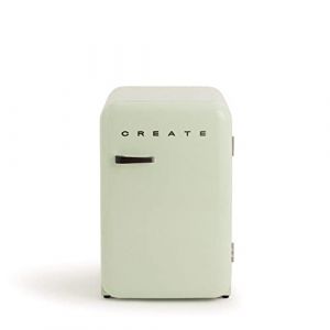 CREATE / RÉTRO FRIGO 83.5 ARGENT/Réfrigérateur vert pastel avec poignée noir / 98W, basse consommation, 2 étagères, régulateur de température, porte-bouteilles, 56x54x84cm. (CREATE, neuf)
