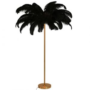 Lampe à Plumes sur Pied Dimmable G4-LED - Corps Doré pour Salon, Chambre à Coucher - 160 cm de Haut - Lampadaire de Lecture pour Salon, Noir, Grand (chuang yue dian zi(跟卖送你真实性), neuf)