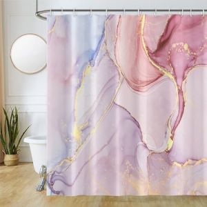 Uiiooazy Rideau Douche Anti Moisissure, Rideau de Douche 180x180cm Rose Effet Marbre Lavande Violet Rideaux de Baignoire Tissu Lavable Imperméable Polyester Rideaux Salle de Bain avec 12 Crochets (dongguibinjingpinxiaodianpu, neuf)