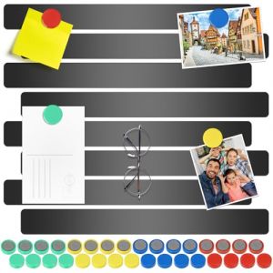 Wukong Noir 30x3cm | 8 Pack Tableaux Magnétiques, Tableau Mémo Autocollant avec 16Pcs Coloré Aimants pour Tableau Blanc pour Réfrigérateur, Tableau D'affichage, Mur Photo, Famille, Bureau (Loonfa, neuf)