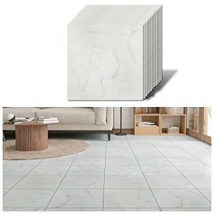 VEELIKE Dalle PVC Adhesive Sol Marbre Beige Carreaux Adhesif Cuisine Imperméable Carrelage Adhesif Sol Salle de Bain Sol PVC Adhesif Effet Marbre Blanc Dalle PVC Sol Salon 1.5mm 30cm×30cm 12 Pièces (VEELIKE, neuf)