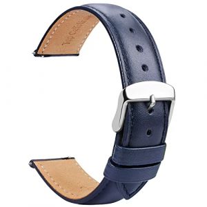 TStrap Montres Bracelets Cuir 23mm - Rempla&ccedil;able Souple Bleu &agrave; D&eacute;gagement Rapide - Bracelet de Montre Intelligente pour Hommes Femmes avec Boucle &agrave; Ardillon - 14mm 16mm 18mm 19mm 20mm 21mm 22mm 24mm (EElife-UK, neuf)