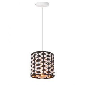 LIGKIN Suspension Luminaire Rotin Vintage Lustre Boho Abat-jour E27 Lampe Suspendue Rétro Corde Bicolore Design pour Chambre Salon Cuisine (LigKin Light, neuf)