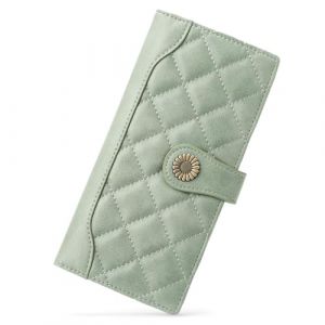 FALAN MULE Portefeuille Femme Cuir avec Blocage RFID Grande Femmes Embrayage avec Plusieurs Emplacements pour Cartes et Fermeture &eacute;clai et Bracelet Portefeuille C02 Vert (FALAN MULE UK, neuf)