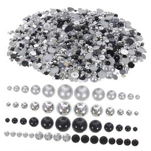 VILLCASE Sac D&eacute;coration Ongles Soi-m&ecirc;me Autocollants Pour Ongles R&eacute;sine Nacr&eacute;e &agrave; Dos Plat Kit De Nail Art Avec Perles Semi-rondes (Farrar Fae, neuf)