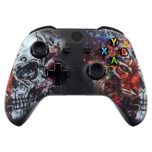 eXtremeRate Coque Avant de Remplacement pour Xbox One S/X Manette, Coque Avant avec Motifs pour Xbox One S/X Manette (Modèle 1708), Crâne de Tigre (Easequote-Store, neuf)