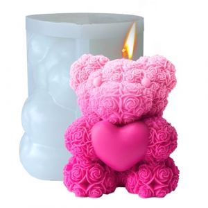 Moule Silicone Bougie, Moule bougies Ourson, Faciles &agrave; D&eacute;mouler,pour la Bougies parfum&eacute;es, cadeaux de No&euml;l, Artisanat en R&eacute;sine cadeaux de Saint-Valentin (L) (JDH Silicone FR, neuf)