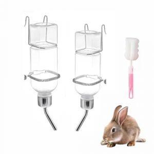 Biberon Lapin, Biberon Cochon d'Inde, BiberonLapin pour Cage, Abreuvoir Lapins, Distributeur Eau Lapins avec Support, Accessoire pour Lapin, Abreuvoir pour Rongeurs Chinchilla écureuil, 180Ml+350Ml (William-Store, neuf)