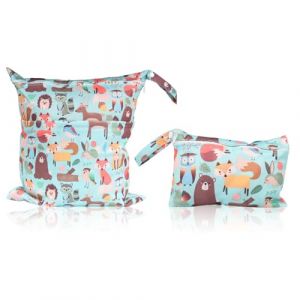 JYNVO 2 pi&egrave;ces Sac &agrave; Couches Lavables,Sac de Couche R&eacute;utilisable, Sacs &Eacute;tanches de Voyage Wet Bag Organisateur de Couches Humide et Sec Sac Impermeable Lavable pour Les Couches de B&eacute;b&eacute;, la Plage (ROBFLOR MARKET CARS, neuf)