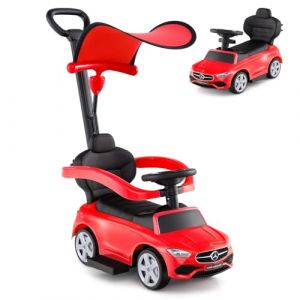 SOARS Porteur Enfant, Voiture Enfant 3 en 1 sous Licence Mercedes-Benz, Capot de Protection R&eacute;glable, Conduite R&eacute;aliste avec Volant & Klaxon, Charge 25 KG, pour Fille & Gar&ccedil;on 1-3 Ans (Rouge) (Magichome24, neuf)