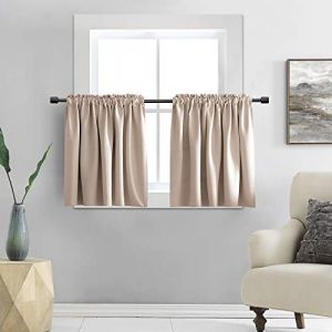 DONREN Lot de 2 petits rideaux occultants à isolation thermique avec passe-tringle pour salle de bain - Taupe chaud - 76,2 x 61 cm (changgeshimenglishangmaoyouxiangongsi, neuf)
