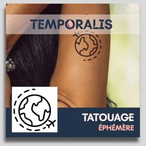 Faux Tatouage VOYAGE - Temporalis® | Tatouage Ephemere Femme et Homme – Cosmétique Certifié UE, Encre Vegan & Waterproof – Dure 1 à 2 semaines [ Tattoo Tour du monde ] (Euro Crafted, neuf)