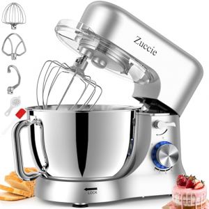 Robot Patissier, Zuccie 5 L Robot Pâtissier, 1000W Robot Cuisine avec Fouet, Batteur, Crochet, Bol d'Acier Inoxydable et Pare-éclaboussures, 8+P Vitesses Robot Pétrin Professionnel (Noir) (Shenzhenshiyasidianqiyouxiangongsi, neuf)