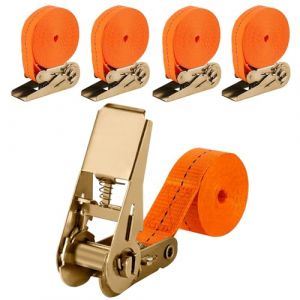JOZMMZEOOA 4 Pièces Sangle Arrimage, Sangle a Cliquet Sangle de Serrage,Sangles D'arrimage Arrimage Coulissantes a Cliquet Automatique,pour Charge de Voiture ou du Transporter Sangle Camion (2M) (BINHENGEU, neuf)