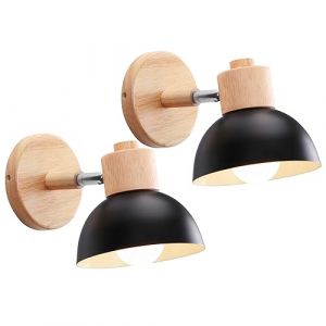 iDEGU Applique Murale Industrielle Vintage 15CM Lampe Murale Réglable en Bois Métal Rétro E27 Luminaire Applique Interieur pour Chambre Salon Couloir Restaurant (2 Pack, Noir) (IDEGU, neuf)