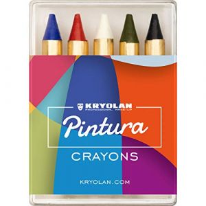 Kryolan Pintura Crayons 5 couleurs sans parfum sans gluten Idéal pour le maquillage des enfants, les fêtes, le carnaval, Halloween (Kryolan Professional Make-up, neuf)