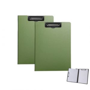 Lot de 2 porte-blocs pliants, porte-blocs étanches pour dossiers, dossiers à clip A4 ou format A3, bloc-notes, organiseur avec deux clips métalliques, support horizontal et vertical - Vert (Bigbarriertrade, neuf)