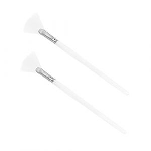 FRCOLOR 2pi&egrave;ces Pinceaux Visage &Eacute;ventail Bois Blanc Forme &Eacute;ventail Pour Soin Peau Brosse Diy Pour Masque Facial Application Pr&eacute;cise Et Lisse (White Beach, neuf)