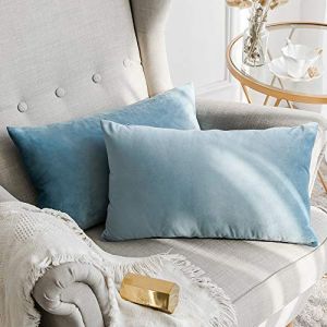MIULEE Lot de 2 Housses de Coussins en Velours Décoratif Canapé Taie d'oreiller Super Lisse Doux Decoration Maison Salon Chambre pour Canapé 2 Pièces 30X50CM Bleu Turquoise (MIULEE HOME, neuf)