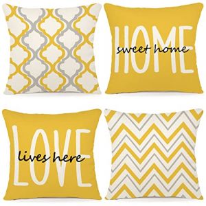 YCOLL Housse Coussin 40x40 Lot de 4 Housses de Coussin Canap&eacute; Coussins D&eacute;coratifs Motif G&eacute;om&eacute;trique Lot de Coussin Canap&eacute; en Lin pour Canap&eacute; Salon Chambre taie Oreiller d'Ext&eacute;rieur 40 x 40 Jaune (YACHUANG INTERNATIONAL(HK) LIMITED, neuf)