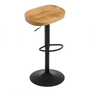 WOLTU Tabouret Bar, Chaise de Bar, en Bois, Cadre en Métal, Réglable en Hauteur, Pivotant à 360°, avec Repose-Pieds, Industriel, Chêne foncé, BH413dc-1 (WOLTU GmbH, neuf)