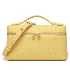 Rejolly Sac à bandoulière pour femme, petite pochette en cuir avec poignée sur le dessus, sac à main de créateur, sac à main silencieux, luxueux et tendance, Autruche jaune clair (matériel doré) (diyihuotao, neuf)