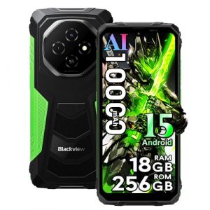 Blackview Fort 1 (18Go+256Go) 4G T&eacute;l&eacute;phone Portable Incassable Android 15, 10000mAh T&eacute;l&eacute;phone D&eacute;bloqu&eacute;,16MP Cam&eacute;ra AI, 6.56" HD+ 90Hz Smartphone Incassable Etanche, Dual SIM,GPS,NFC,OTG,FM,Vert (TOSTINI S.R.L., neuf)