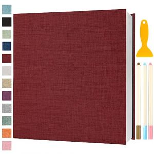 Album Photo Adhesif Vierge 33x32 CM Classeur Photo Livre Photo Personnalisable Scrapbook de Classe Mariage Livre D'or Enfant Bebe DIY Carte Postale, 120 Pages Rouge (Semfalbuums, neuf)