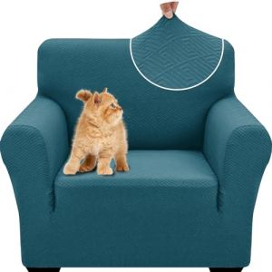 YSTELLAA Housse De Canapé 1 Place, Extensible Housse De Fauteuil, Universelle Sofa Cover avec Accoudoirs, Lavable Antidérapante, Antisalissure, pour Le Salon, Bleu Paon (YSTELLAA, neuf)