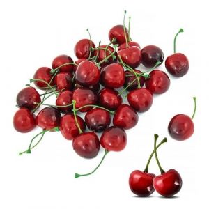 LATRAT Lot de 40 Cerises d&eacute;coratives artificielles pour Coupe de Fruits, d&eacute;coration de Table Rouge, Noir, Cerises, Cerises, Fausses Fruits, d&eacute;coration de f&ecirc;te, Festival (LATRAT Direct, neuf)