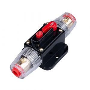 Disjoncteur de 80A Porte-fusible en ligne de 80A Bloc d'inverseur 12V-24V CC à réarmement manuel pour la protection du système audio solaire pour voiture automobile marine bateau et système solaire (Keple, neuf)