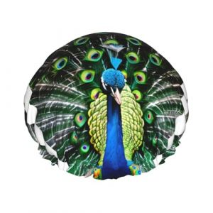 Bonnet de douche double couche imprimé paon frais, réutilisable, léger et doux pour femme (zhoupeipei6, neuf)