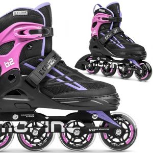Movino Inline Skates Cruzer B2 Rollers en Ligne R&eacute;glables Inline Skates pour Femmes Filles Patins Inline pour Adolescents et Adultes Grandes Roues 76 mm Patin A Roulette, M (34-37) (MOVINO, neuf)
