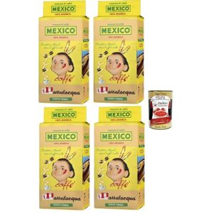 Passalacqua caffè Mekiko, macinato, Caffè Macinato, caffe' italiano, Caffè Macinato, Italian Café moulu, convient pour cafetière Moka, Lot de 4x 250g + Italian Gourmet polpa 400g (Italiaen Gourmet UK Ltd, neuf)