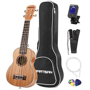 MARTISAN Ukulélé Soprano Kit Hawaïen Débutants 21 pouces Ukulele Aquila Cordes avec Housse, supplémentaire Cordes, Accordeur, Sangle, Médiators (Nanai Tech, neuf)