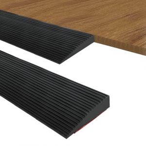 Rampe de Seuil, Barre de Seuil Large, Seuil de Porte Adhesif, Rampe en Caoutchouc pour Fauteuils Roulants, Rollators, Scooters Electriques (Noir, 200x8x1cm) (XSFFaFa, neuf)