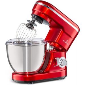 KLARSTEIN Bella - Robot patisserie, Robot cuisine, Petrin a pain, 6 niveaux de puissance, Fonction Pulse, Système planétaire, Bol en acier inoxydable, 3 pcs, 1200 W - Rouge (Klarstein France, neuf)