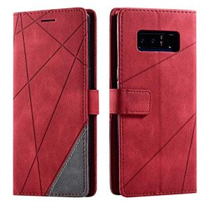 SONWO Coque pour Galaxy Note 8, Etui en Cuir PU Portefeuille Housse Fermeture Magn&eacute;tique und Flip pour Samsung Galaxy Note 8, avec Fermeture Magn&eacute;tique, Rouge (SONWO EU STORE, neuf)