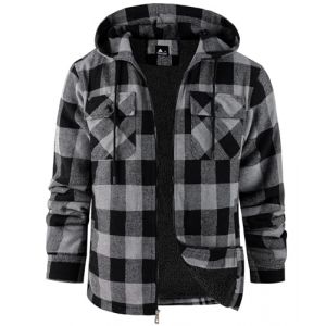 zitysport Veste Chemise Homme Toison Carreaux Doubl&eacute; Sweat Capuche Manteau Doublure Polaire Hiver Avec Poches Flannel Veste &agrave; Capuche Hommes(4085-Gris,M) (Haixihui, neuf)