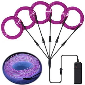 Lychee Portable 5x1 Mètre Lumineux Au Néon Strobing Fil Électroluminescent Flexible Lumineux Au Néon Lumineux EL Wire Rope 3 Modes (Violet) (Lycheer, neuf)