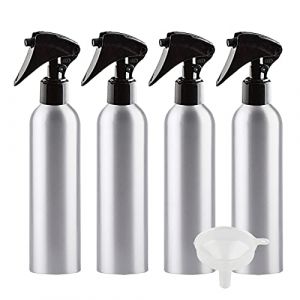 ZEOABSY 4 Pièces Flacon Spray Vide 250ml avec Vaporisateur Brumisateur Noir, Bouteilles Pulvérisateur en Aluminium Vides pour Cheveux Jardin Cosmétique + 1 Pièce Entonnoir (Zeoabsy, neuf)