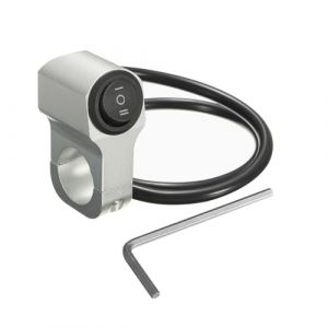 CGEAMDY Interrupteur Guidon Moto, 12v Interrupteur De Guidon De Moto On-off-On, Interrupteur D'éclairage étanche à Bouton-Poussoir En Alliage D'aluminium, Pour Moto, Véhicule Électrique(Argent) (CGE Auto, neuf)