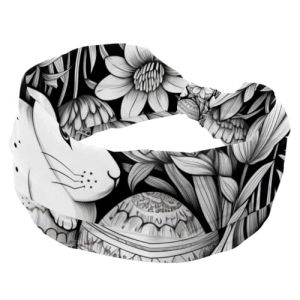 Bandeau de sport extensible pour femme - Doux - &OElig;uf de P&acirc;ques - Lapin - Noir et blanc - Antid&eacute;rapant - Accessoires pour cheveux - N&oelig;ud torsad&eacute; (ocenuttldat, neuf)