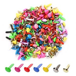 moinkerin 200 Pi&egrave;ces Attaches Parisiennes 8x16mm Mini Brads &agrave; T&ecirc;te M&eacute;tal Ronde Multicolore Attach&eacute; Parisienne pour DIY Scrapbooking Craft Papier Bricolage Estampage Accessoires (moinkerin, neuf)