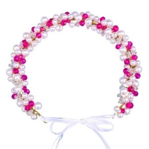 MOQLWBZH Diad&egrave;me De Mari&eacute;e 2 pi&egrave;ces Coiffure de mari&eacute;e Bandeau en Cristal for Les Femmes Accessoires de Cheveux de Mariage de mari&eacute;e for Le Mariage Pince Cheveux Mariage(Rose Red) (hehuanlele, neuf)