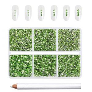 Beadsland 7200 pièces Strass pour ongles nail art,strass cristal vertes pour visage et l'artisanat,Mélange de 6 tailles avec kit de crayons de cire,SS3-SS10,Vert Clair (EVERNEWUK, neuf)