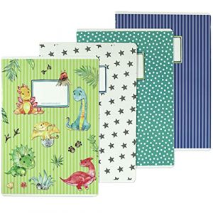 4 cahiers d'exercices de haute qualit&eacute; pour enfants DIN A4 | lign&eacute;s et quadrill&eacute;s 32 pages - motif dinosaure - pour commencer l'&eacute;cole pour les &eacute;l&egrave;ves de l'&eacute;cole primaire - set num&eacute;ro 4 - 16 feuilles (Papierdrachen, neuf)