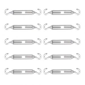 RYAN 10 Pièces M5 Tendeur Cable Inox Tendeur Fil a Linge 304 Inoxydable Crochet Tendeur Réglable Crochet de Ridoir pour Corde Acier Cable Fil à Linge L'antenne (FRLENGG, neuf)