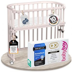 babybay Original lit cododo en Bois de h&ecirc;tre Massif/Compact et modulable/Hauteur du lit r&eacute;glable en continu/lit b&eacute;b&eacute; &eacute;volutif (Peint en Beige) / avec Matelas, Barres, Roues (babybay, neuf)